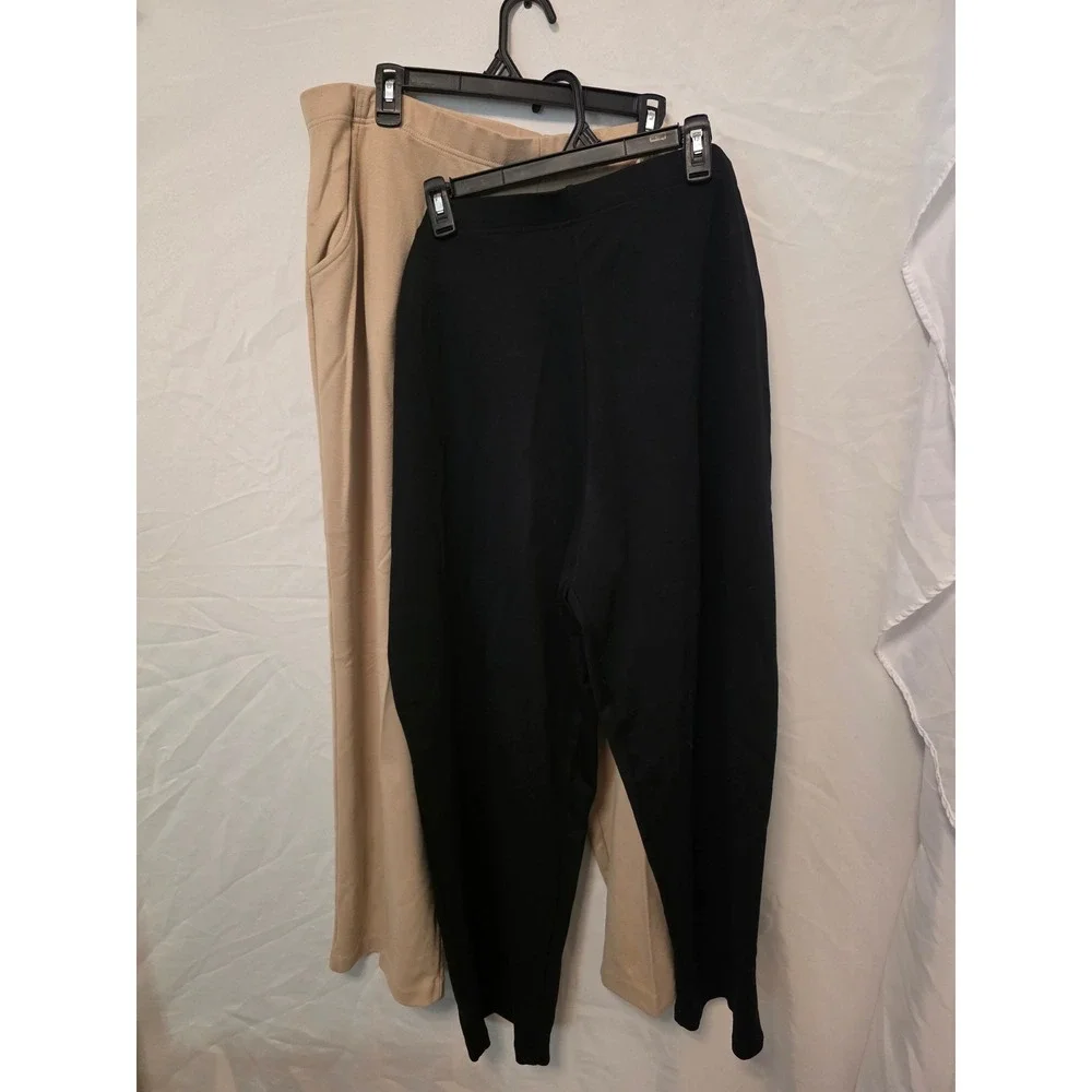2 White Stag Woman Stretch Pants Bundle 3X 22W 24W Tan Black Pull On Trousers